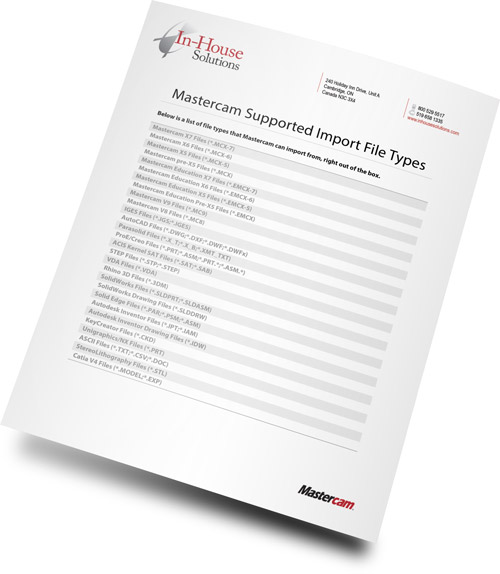 Mastercam X7 Import & Export File Types
