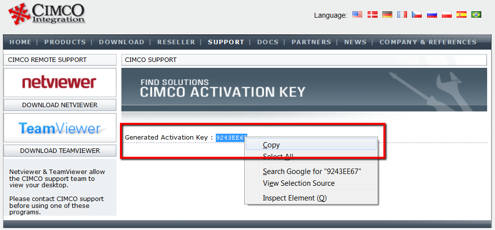 Generated Activation Key