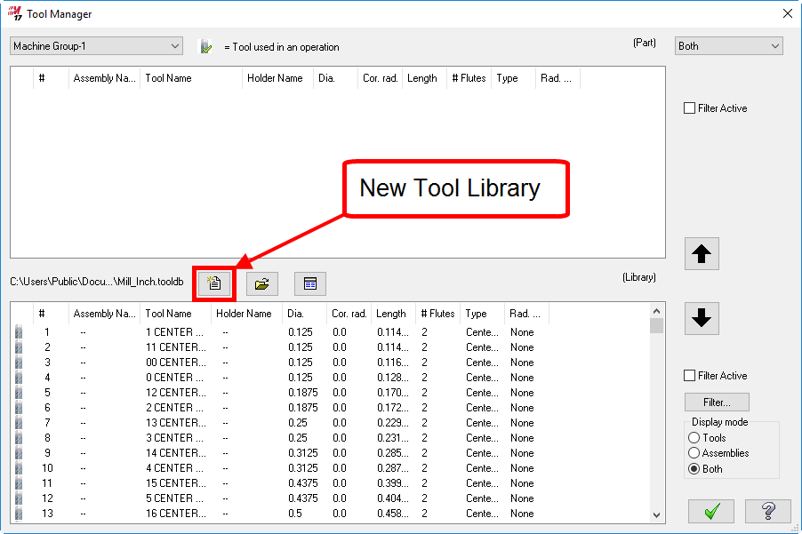 Creating New Tool Library Adding Tools Mill Mastercam In