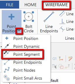 Wireframe, point position drop down, point segment window