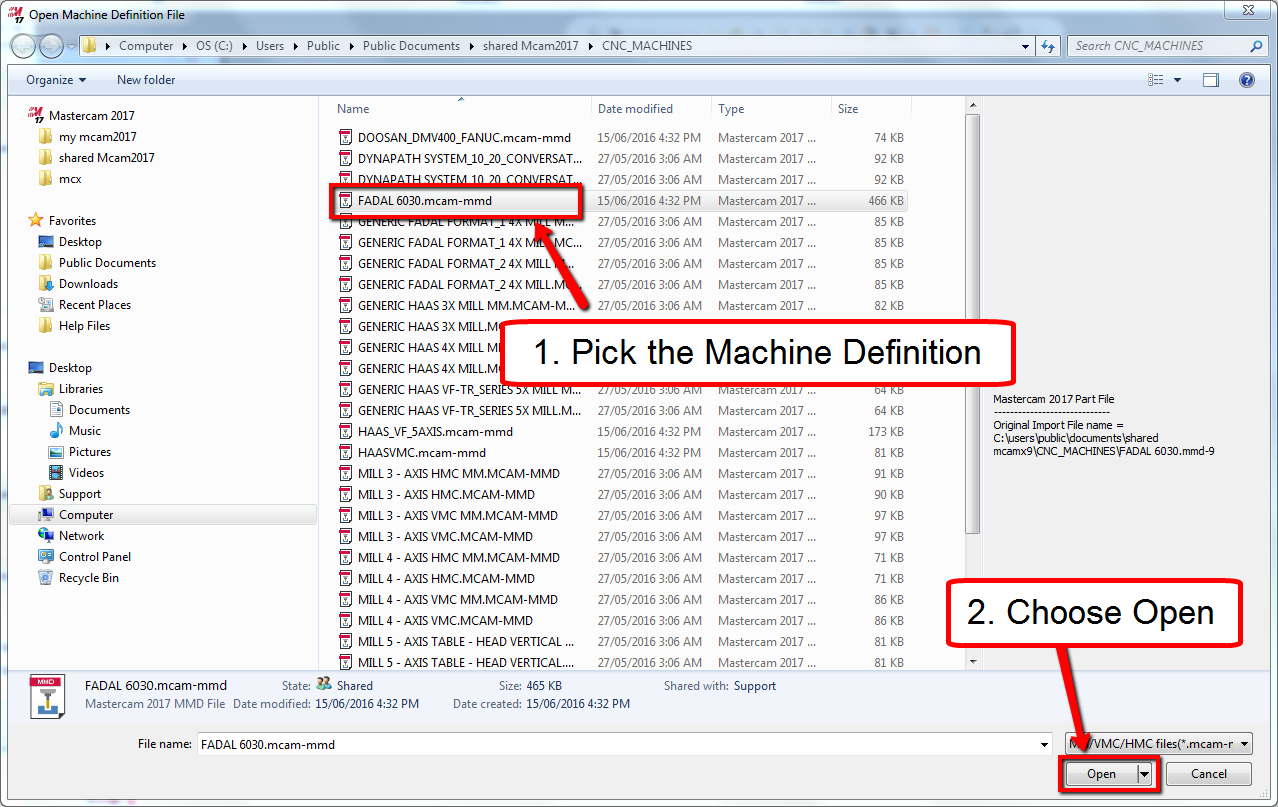 pick the machine definition and choose open window