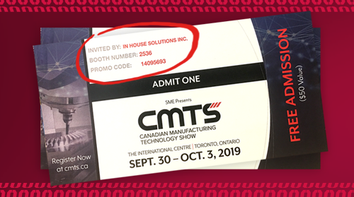 CMTS Sept 30-Oct 3, 2019. Join us as our guest and get in for free!