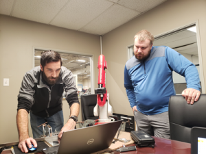 Andrew and Drew running diagnostics on an old Romer arm using Verisurf 2019 at Lorik Tool and Automation