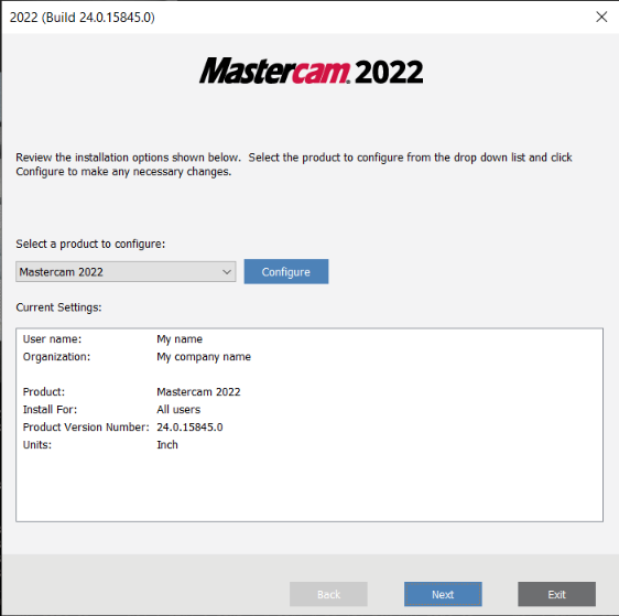 Configuration dialog