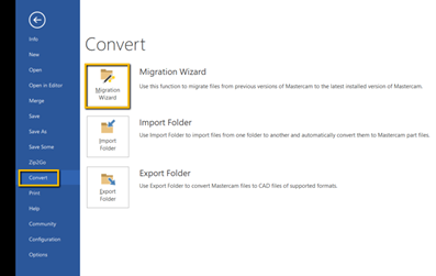 File tab, choose Convert, and then Migration Wizard